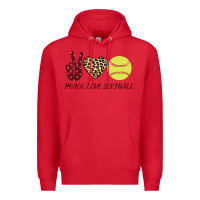Red Peace Love Softball Premium Hoodie - Bettercallsaul