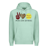 Seafoam Peace Love Softball Premium Hoodie - Bettercallsaul
