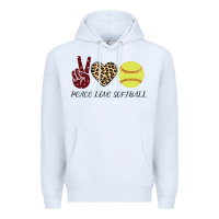 White Peace Love Softball Premium Hoodie - Bettercallsaul
