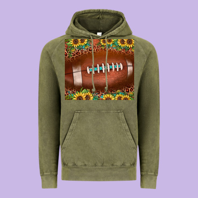 Football Leopard Turquoise Sunflower Vintage Hoodie Designed By Jahusdesignshop