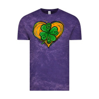 Cloud Purple St. Patrick's Day Heart with Shamrock Vintage Tee - Jasminsmagicworld