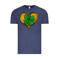 Vintage Denim St. Patrick's Day Heart with Shamrock Vintage Tee - Jasminsmagicworld