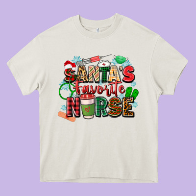 Santas Favorite Nurse Heavy Core Tee Designed By Zillion Design Studio