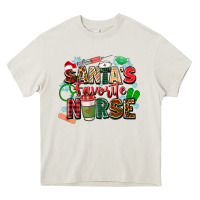 Cream santas favorite nurse Heavy Core Tee - Zillion Design Studio