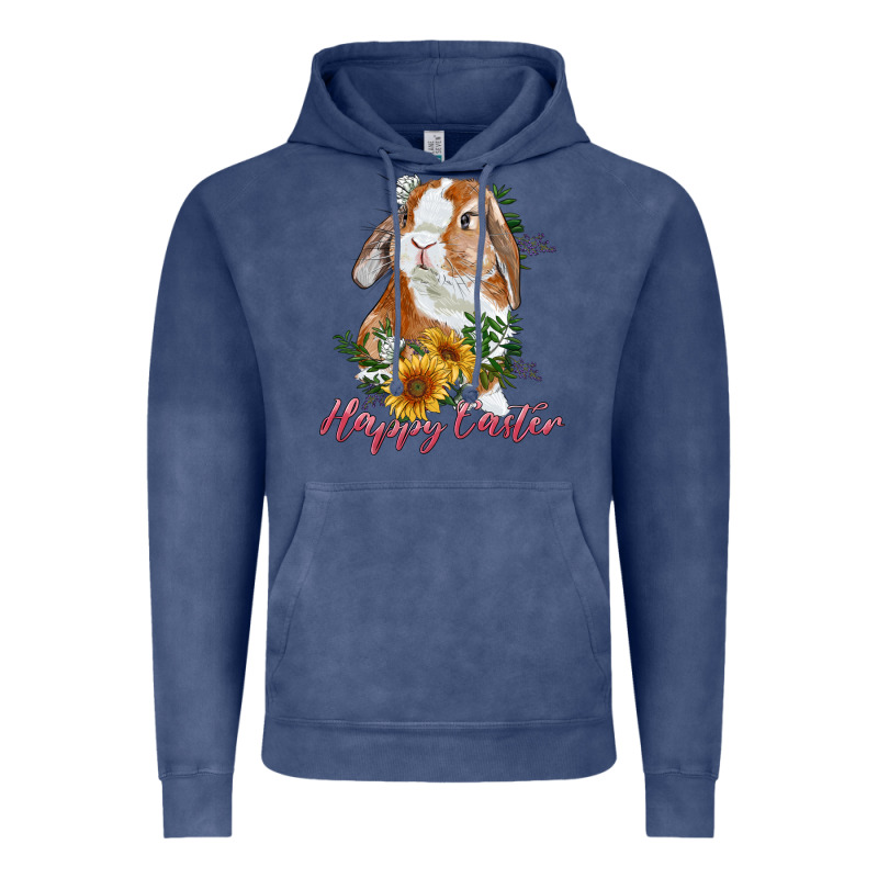 Happy Easter With Bunny And Sunflowers Vintage Hoodie by RanaPortraitStore | Teevron
