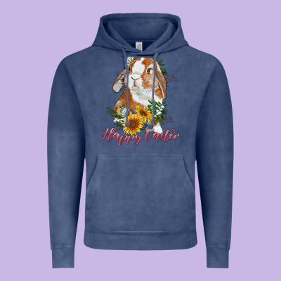 Happy Easter With Bunny And Sunflowers Vintage Hoodie Designed By Ranaportraitstore