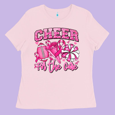 Ladies Tee cheer for the cure american football