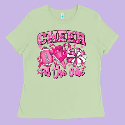Ladies Tee cheer for the cure american football