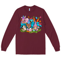 Burgundy Easter gnomies with truck Long Sleeve Tee - NancyCooperArtShop