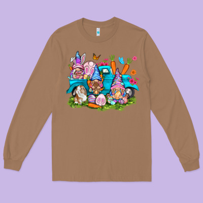 Easter Gnomies With Truck Long Sleeve Tee Designed By Nancycooperartshop