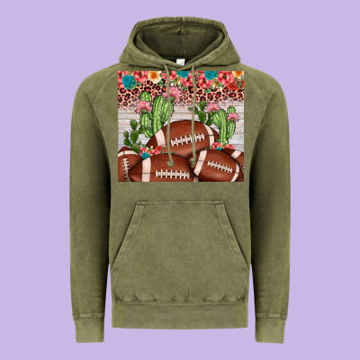 Football Leopard Cactus Vintage Hoodie Designed By Jahusdesignshop