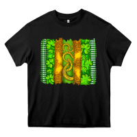Black saint patricks horseshoe shamrock leopard glitter brushstroke Heavy Core Tee - Artiststas