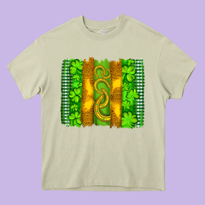 Saint Patricks Horseshoe Shamrock Leopard Glitter Brushstroke Heavy Core Tee Designed By Artiststas