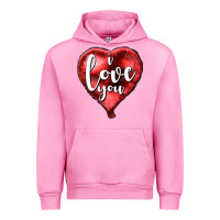 Fuchsia Pink I love you heart balloon Valentine's Day Urban Hoodie - HowdyJamesFarm