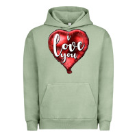 Pigment Oil Green I love you heart balloon Valentine's Day Urban Hoodie - HowdyJamesFarm