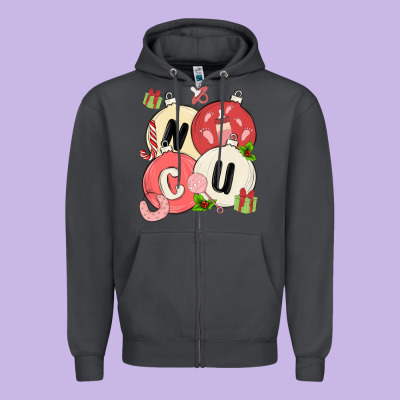 Nicu Nurse Christmas Zipper Hoodie Designed By Maliassmallbusiness