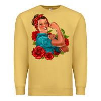 Antique Gold hispanic strong woman with roses Premium Sweatshirt - Jasminsmagicworld