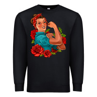 Black hispanic strong woman with roses Premium Sweatshirt - Jasminsmagicworld