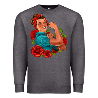 Charcoal Heather hispanic strong woman with roses Premium Sweatshirt - Jasminsmagicworld
