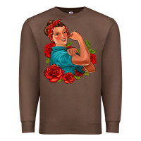 Chestnut hispanic strong woman with roses Premium Sweatshirt - Jasminsmagicworld