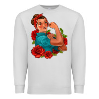 Dove Grey hispanic strong woman with roses Premium Sweatshirt - Jasminsmagicworld
