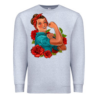 Heather Grey hispanic strong woman with roses Premium Sweatshirt - Jasminsmagicworld