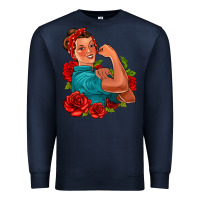 Navy hispanic strong woman with roses Premium Sweatshirt - Jasminsmagicworld