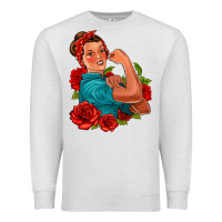 Oatmeal Heather hispanic strong woman with roses Premium Sweatshirt - Jasminsmagicworld