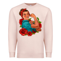 Pale Pink hispanic strong woman with roses Premium Sweatshirt - Jasminsmagicworld
