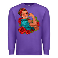 Purple hispanic strong woman with roses Premium Sweatshirt - Jasminsmagicworld