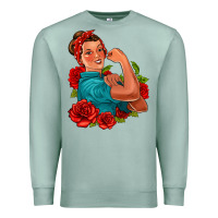 Seafoam hispanic strong woman with roses Premium Sweatshirt - Jasminsmagicworld