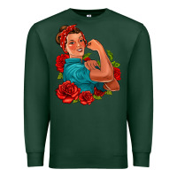 Sports Green hispanic strong woman with roses Premium Sweatshirt - Jasminsmagicworld