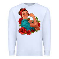 White hispanic strong woman with roses Premium Sweatshirt - Jasminsmagicworld