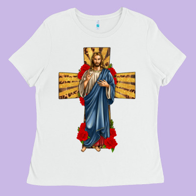 Jesus Christ Cross Ladies Tee Designed By Texasbilliewilder