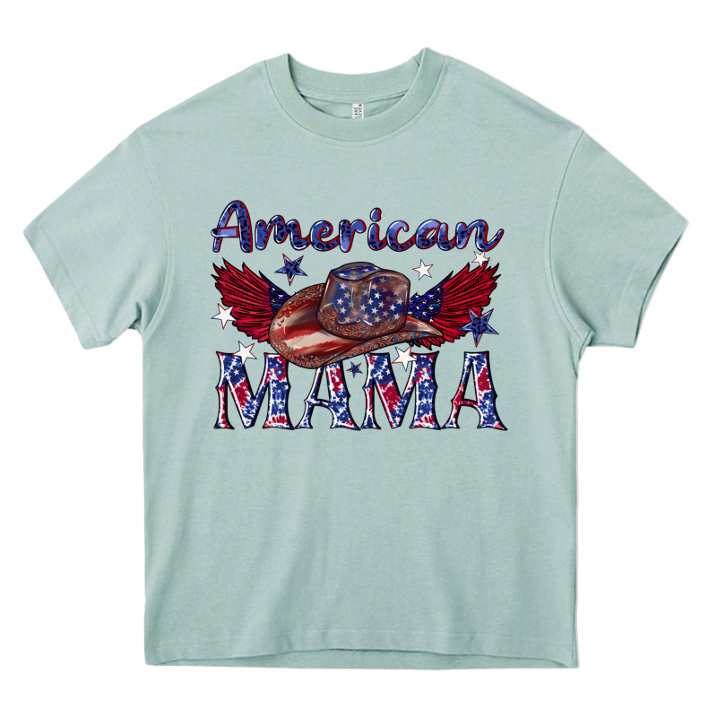 American Mama With Cowboy Heavy Core Tee by texasbilliewilder | Teevron