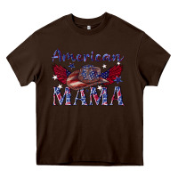 Chocolate Brown American mama with cowboy Heavy Core Tee - texasbilliewilder
