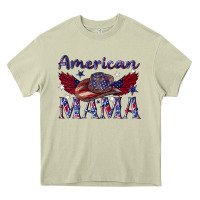 Mossy American mama with cowboy Heavy Core Tee - texasbilliewilder