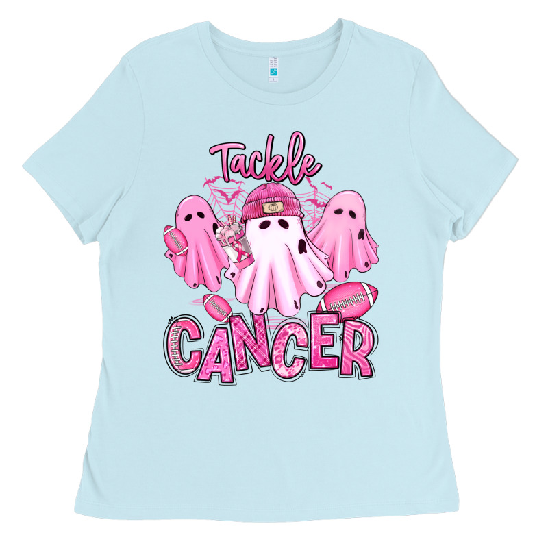 Tackle Cancer Halloween Ghosts American Football Ladies Tee by RanaPortraitStore | Teevron