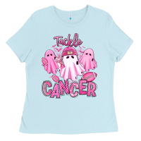 Baby Blue tackle cancer halloween ghosts american football Ladies Tee - RanaPortraitStore
