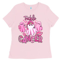 Bubblegum Pink tackle cancer halloween ghosts american football Ladies Tee - RanaPortraitStore