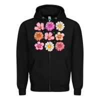 Black flowers Zipper Hoodie - MaliasSmallBusiness