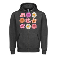 Charcoal Heather flowers Zipper Hoodie - MaliasSmallBusiness