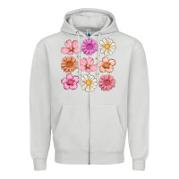 Dove Grey flowers Zipper Hoodie - MaliasSmallBusiness