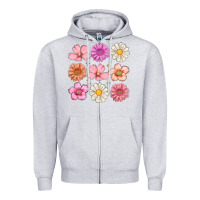 Heather Grey flowers Zipper Hoodie - MaliasSmallBusiness