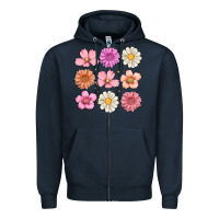 Navy flowers Zipper Hoodie - MaliasSmallBusiness