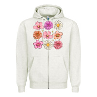 Oatmeal Heather flowers Zipper Hoodie - MaliasSmallBusiness