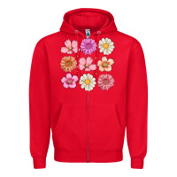 Red flowers Zipper Hoodie - MaliasSmallBusiness