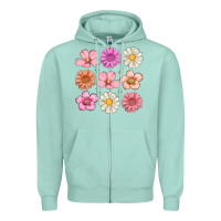Seafoam flowers Zipper Hoodie - MaliasSmallBusiness