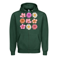 Sports Green flowers Zipper Hoodie - MaliasSmallBusiness
