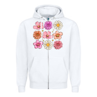 White flowers Zipper Hoodie - MaliasSmallBusiness